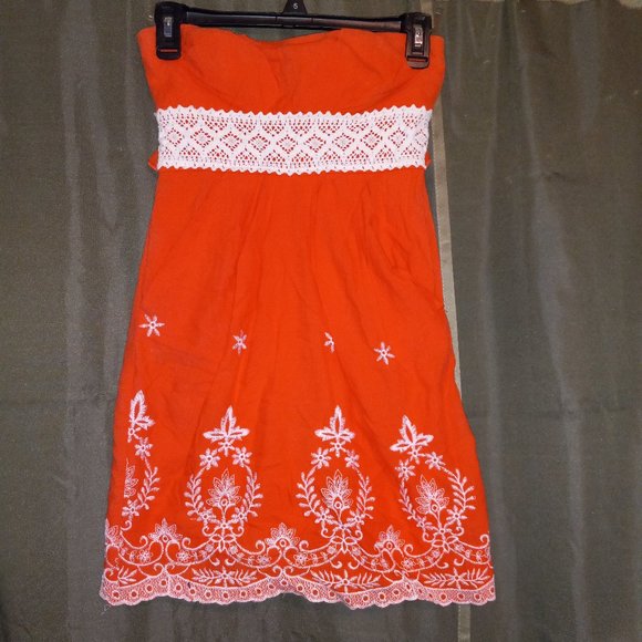 Strapless Orange Dress - Picture 1 of 3